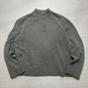 Vtg Saddlebred Brown Green Gray Marled Knit Quarter Zip Cotton Sweater Preppy L